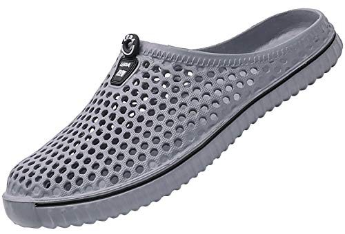 SAGUARO Hombres Mujeres Zuecos Verano Playa de Jardín Sandalias Antideslizante Respirable Piscina Ahueca Zapatillas Ligeros Slippers,Etiqueta 36=35 EU Gris