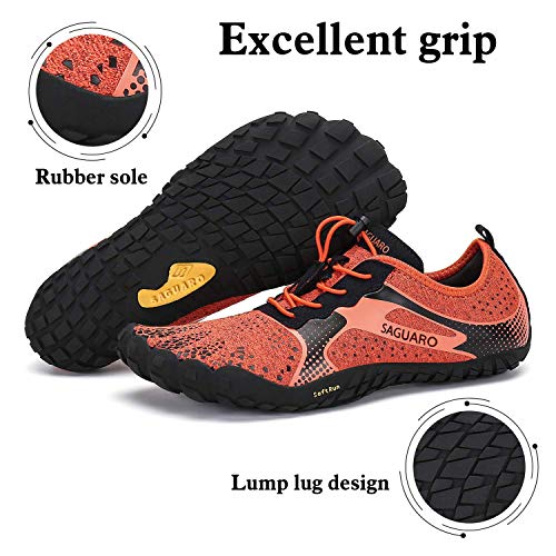 SAGUARO Minimalistas Zapatillas de Barefoot Trail Running para Mujer Antideslizante Five Fingers Calzado Minimalista Portland Orange 36 EU