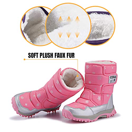 SAGUARO® Niños Botas de Nieve Impermeable Bota de Invierno Zapatos Calientes,Rosado,31 EU