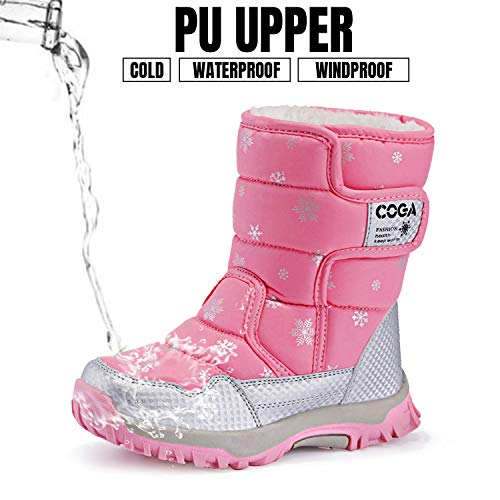 SAGUARO® Niños Botas de Nieve Impermeable Bota de Invierno Zapatos Calientes,Rosado,31 EU