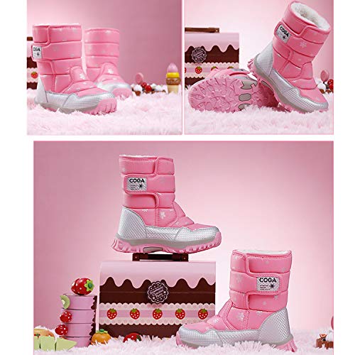 SAGUARO® Niños Botas de Nieve Impermeable Bota de Invierno Zapatos Calientes,Rosado,31 EU