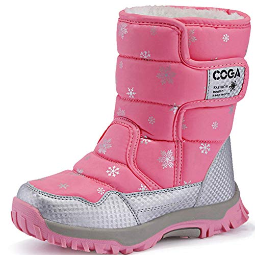 SAGUARO® Niños Botas de Nieve Impermeable Bota de Invierno Zapatos Calientes,Rosado,31 EU