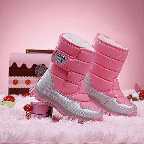 SAGUARO® Niños Botas de Nieve Impermeable Bota de Invierno Zapatos Calientes,Rosado,31 EU