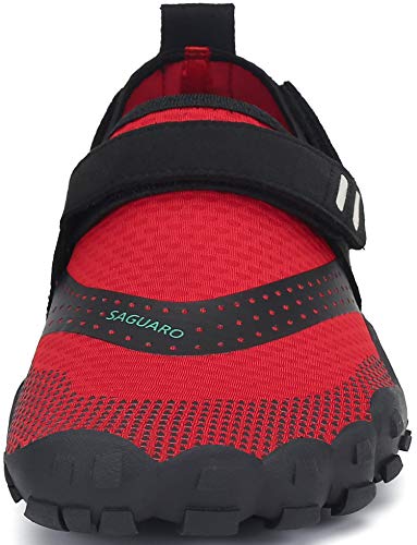 SAGUARO Secado Rápido Minimalista Zapatillas de Gimnasia Hombre Mujer Trekking Playa Ligera Antideslizante Zapatos de Surf Resistente al Desgaste Zapatilla de Trail Running, Rojo 39