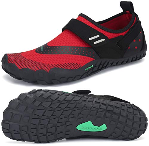 SAGUARO Secado Rápido Minimalista Zapatillas de Gimnasia Hombre Mujer Trekking Playa Ligera Antideslizante Zapatos de Surf Resistente al Desgaste Zapatilla de Trail Running, Rojo 39