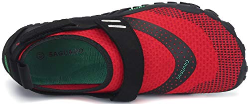 SAGUARO Secado Rápido Minimalista Zapatillas de Gimnasia Hombre Mujer Trekking Playa Ligera Antideslizante Zapatos de Surf Resistente al Desgaste Zapatilla de Trail Running, Rojo 39