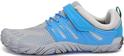 SAGUARO Transpirables Cinco Dedos Zapatillas de Deportes Masculina Femenino Bucle de Gancho Zapato Descalzos Ventilado Minimalista Zapatos de Baño Anfibio Cycling 2020, Trail Azul Claro 37