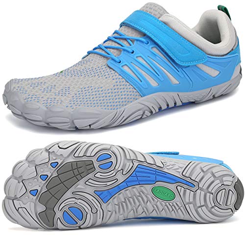 SAGUARO Transpirables Cinco Dedos Zapatillas de Deportes Masculina Femenino Bucle de Gancho Zapato Descalzos Ventilado Minimalista Zapatos de Baño Anfibio Cycling 2020, Trail Azul Claro 37