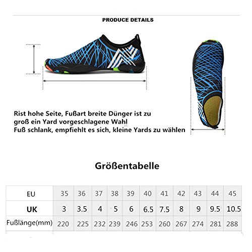 SAGUARO® Verano Aquashoes Zapatos de Agua Zapatillas de Playa Secado Rápido Calcetines de Natación Calzado de Surf acuàticos Deporte Hombre Mujer Azul 35
