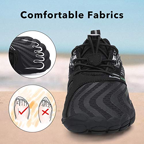 SAGUARO Zapatos de Agua para Niños con Suela Gruesa Antideslizante Zapatos de Playa Niña Zapatillas Minimalista Secado Rápido Calzado de Natación Barefoot, Negro 29