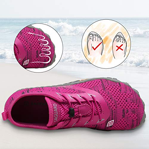 SAGUARO Zapatos de Deportes Acuaticos Antideslizante Secado Rápido Zapatos Minimalista Verano Trail Running Escarpines Barefoot Zapatos de Agua Impermeables, Rosa 38