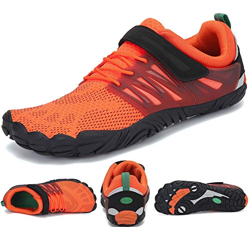 SAGUARO Zapatos de Playa de Suela Gruesa Lace Up Secado Rápido Zapato de Natación Hombre Mujer Cómodo Bajo Superior Zapatillas Descalzos Anfibio Barco Conducir Yoga Water Shoes, Trail Naranja 43