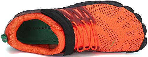 SAGUARO Zapatos de Playa de Suela Gruesa Lace Up Secado Rápido Zapato de Natación Hombre Mujer Cómodo Bajo Superior Zapatillas Descalzos Anfibio Barco Conducir Yoga Water Shoes, Trail Naranja 43