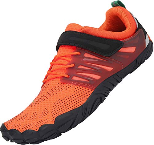 SAGUARO Zapatos de Playa de Suela Gruesa Lace Up Secado Rápido Zapato de Natación Hombre Mujer Cómodo Bajo Superior Zapatillas Descalzos Anfibio Barco Conducir Yoga Water Shoes, Trail Naranja 43