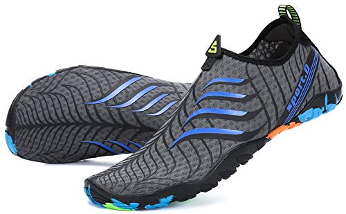 SAGUARO Zapatos de Surf de Descalzo Playa Aqua Buceo Natación Yoga Calcetines Hombre Mujer,03-Gris,45