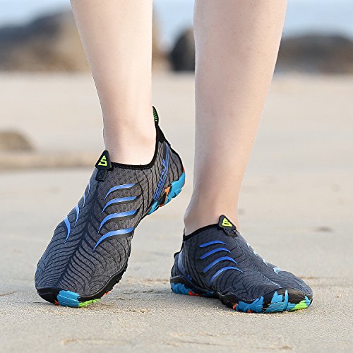 SAGUARO Zapatos de Surf de Descalzo Playa Aqua Buceo Natación Yoga Calcetines Hombre Mujer,03-Gris,45