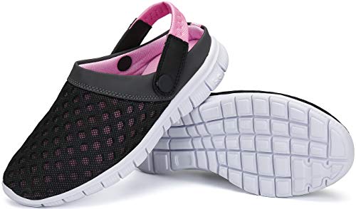SAGUARO Zuecos Mujer Zapatillas de Playa Ligeros Respirable Sandalias Verano Malla Ahueca hacia Fuera Zapatillas de Jardín Antideslizante, Rosa, 37 EU