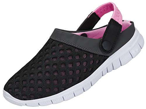 SAGUARO Zuecos Mujer Zapatillas de Playa Ligeros Respirable Sandalias Verano Malla Ahueca hacia Fuera Zapatillas de Jardín Antideslizante, Rosa, 37 EU