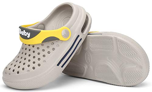 SAGUARO Zuecos Niños Sandalias de Playa Unisex Niños Chanclas Zapatillas de Estar Zapatos de Agua Zapatos de Piscina Gris 32/33 EU