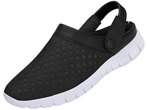SAGUARO Zuecos para Hombre Mujer Zapatillas de Playa Ligeros Respirable Sandalias del Acoplamiento Ahueca hacia Fuera Zapatillas de Jardín, Negro, 41 EU