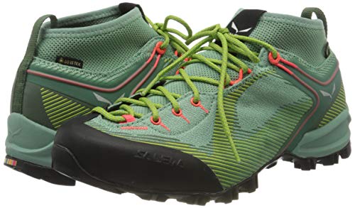 Salewa WS Alpenviolet Gore-TEX, Zapatos de Senderismo Mujer, Verde (Feld Green/Fluo Coral), 41 EU