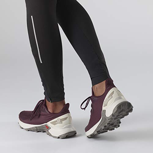 Salomon Alphacross Blast, Zapatillas De Trail Running Cómodas Y Fuerte Agarre Mujer, Rojo (Winetasting/Lunar Rock/Vintage Kaki), 36 EU
