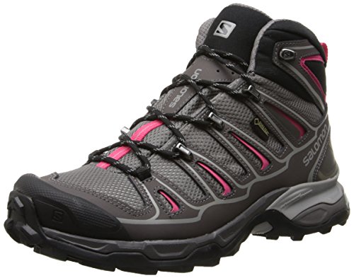 Salomon L37147700, Botas de Senderismo para Mujer, Gris (Detroit / Autobahn / Hot Pink), 37 1/3 EU
