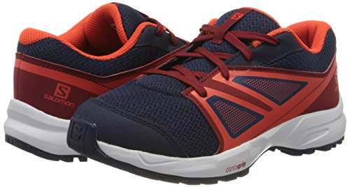Salomon Sense J, Zapatillas de Senderismo, Azul/Naranja (Evening Blue/Red Dahlia/Cherry Tomato), 38 EU