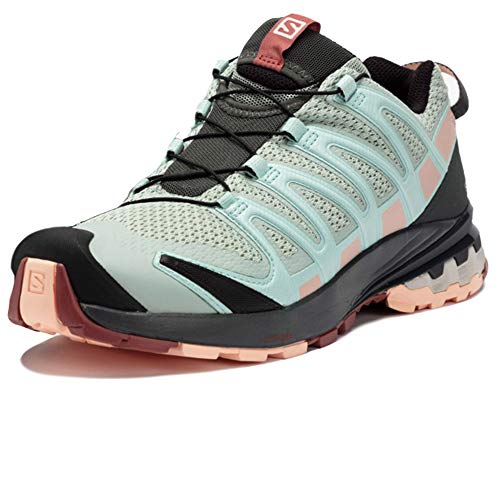 Salomon XA Pro 3D V8 W, Zapatillas De Trail Running Y Sanderismo Impermeables Versión Màs Ligera Mujer, Gris (Aqua Gray/Urban Chic/Tropical Peach), 45 1/3 EU