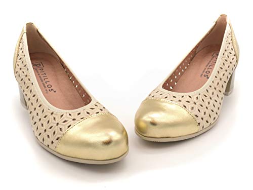 Salon de Medio Tacon para Plantillas pitillos m-6040 Oro 39 EU