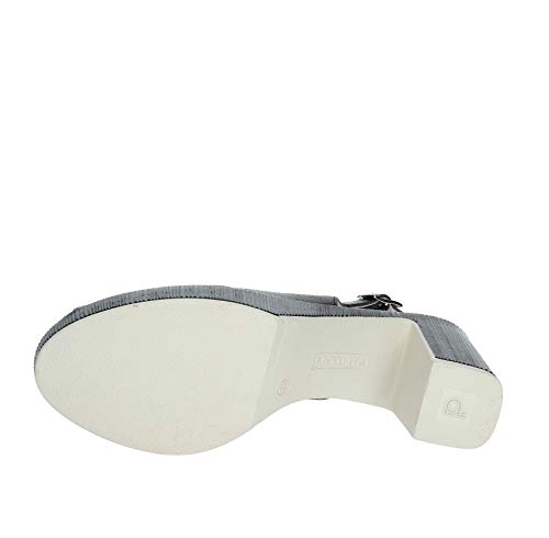 Sandalia con tacón 8 cm y Plataforma 2cm Tira Trasera Cierre Hebilla (Negro, Numeric_39)