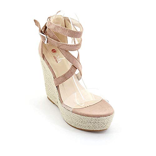 Sandalia cuña Alta cómoda con Tira Transparente