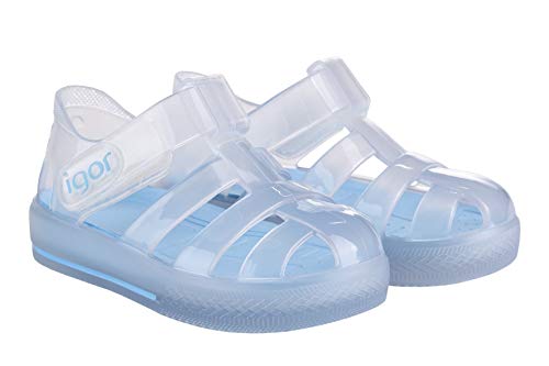 Sandalia de Igor Modelo Star Brillo de Color Celeste Cierre Velcro Color: Celeste Talla: 29