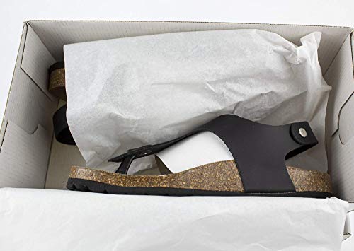 Sandalia de Piel, Piso Plano de 1.5 Cm. Planta de Piel. Fabricación Bio, Nº 40, Color Negro Made in Spain. (Ref: 3577-Negro 40)