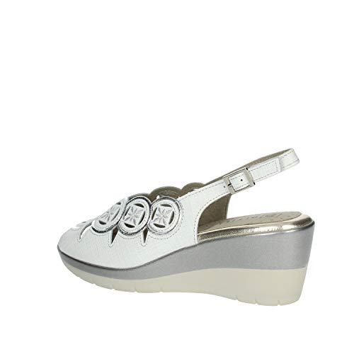 Sandalia en Piel con cuña de 6,5 cm (Blanco, Numeric_36)