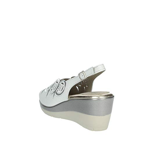 Sandalia en Piel con cuña de 6,5 cm (Blanco, Numeric_36)