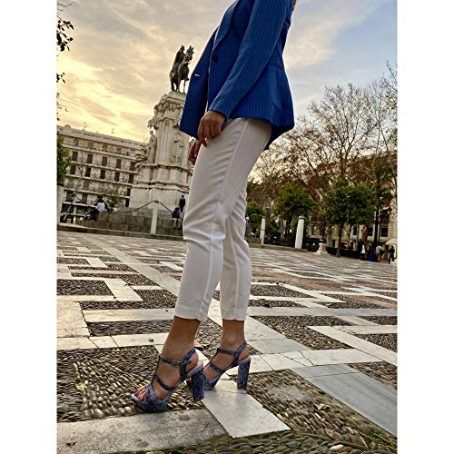 Sandalia Fiesta tacón Alto Animal Print Celeste