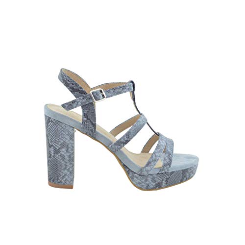 Sandalia Fiesta tacón Alto Animal Print Celeste