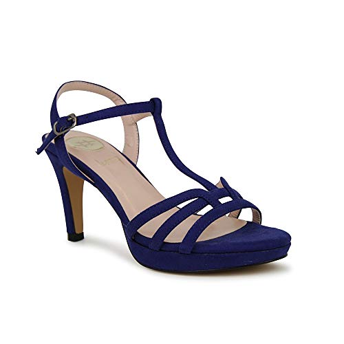 Sandalia Fiesta tacón Alto azulón