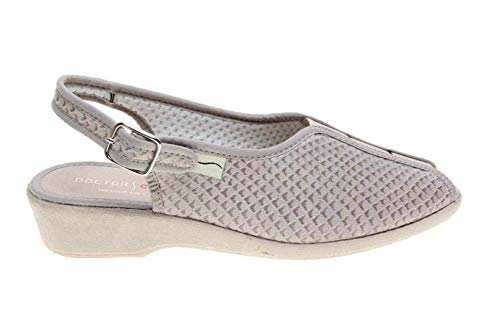 Sandalia Mujer Mayor pies delicados, Tira con Hebilla en talón y 3 Elasticos en Pala DOCTOR CUTILLAS (Beige, Numeric_39)