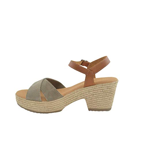 Sandalia tacón Piel Plantilla Gel Taupe