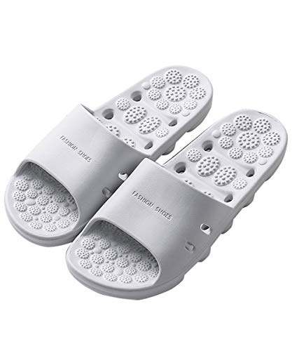 Sandalia Tipo Chancla Masaje de Hombre Mujer Unisex, Tira Ancha Suela con Agujero, Zapatillas de Casa Playa para Verano Interior/Exterior, Gris, 40/41 EU