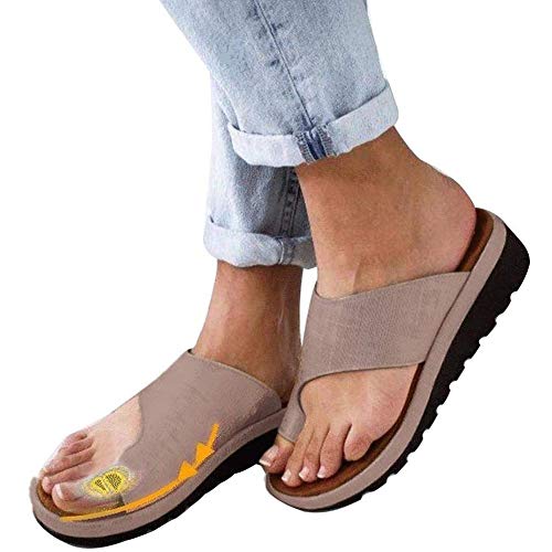 Sandalias Cómodas De Plataforma Correctoras Juanetes Pies Correcta Suela Plana Playa Sandalias de Punta Abierta Tobillo