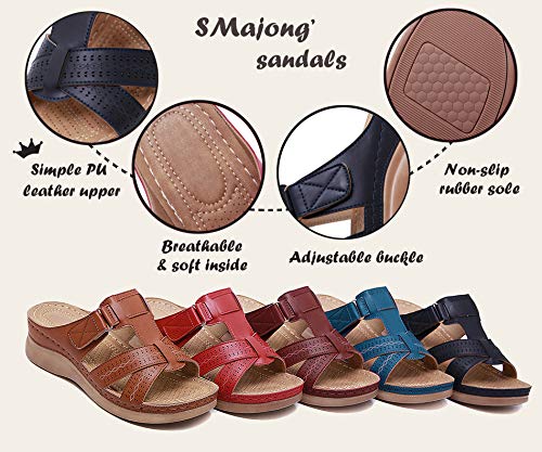 Sandalias con Plataforma para Mujer Mules Cuero Cómodos Zapatillas de Playa Verano Sandalias de Cuña 36-44EU