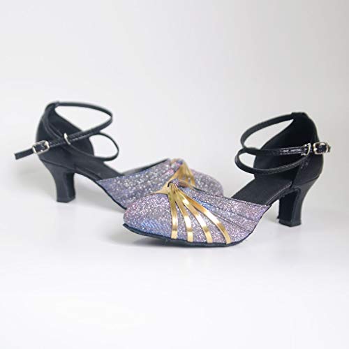 Sandalias de Baile de Salsa Latinos Mujeres Tacón Alto/Medio Hebilla Calzado de Danza Playa Zapatillas y Chanclas para Mujeres Zapatos Vestir de Fiesta riou