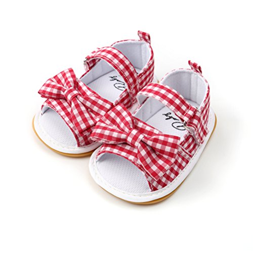 Sandalias de Bebé Niña con Bowknot, Zapatos de Verano para Infantil Pequeños con Suela Blanda (19 EU, Rojo)