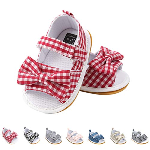 Sandalias de Bebé Niña con Bowknot, Zapatos de Verano para Infantil Pequeños con Suela Blanda (19 EU, Rojo)