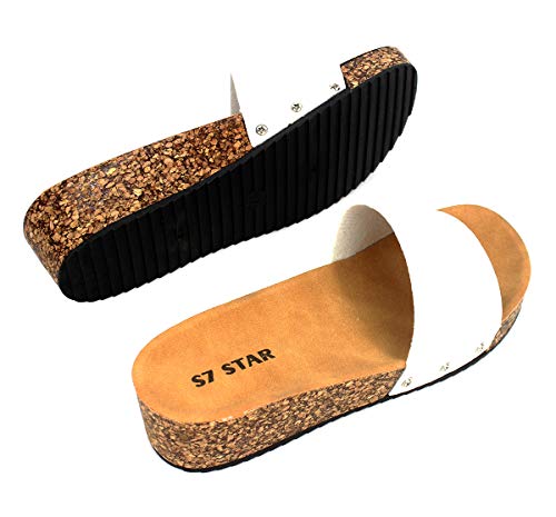 Sandalias de Cuña para Verano, Playa, Piscina o Casa, Modelo Leopardo Talón Abierto para Mujer, Suela Antideslizante, Tacón Alto 4cm (38, 1028 Blanco)