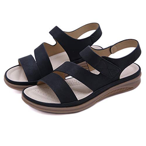 Sandalias de Mujer Zapatillas Casuales con Hebilla de Velcro 2021 Plataforma de Verano Zapatos de tacón de cuña Vacaciones Playa Toe Flops