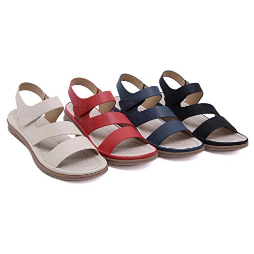 Sandalias de Mujer Zapatillas Casuales con Hebilla de Velcro 2021 Plataforma de Verano Zapatos de tacón de cuña Vacaciones Playa Toe Flops